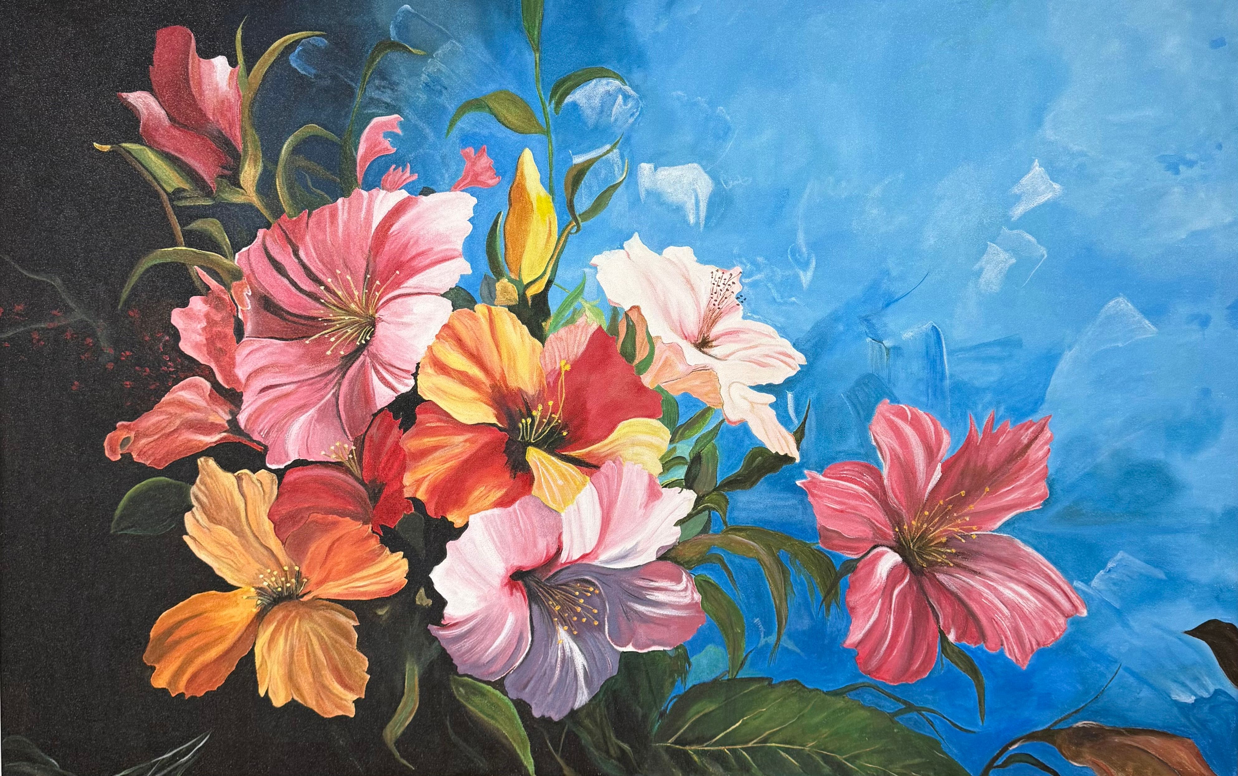 Blooming Against Blue — Acrylic